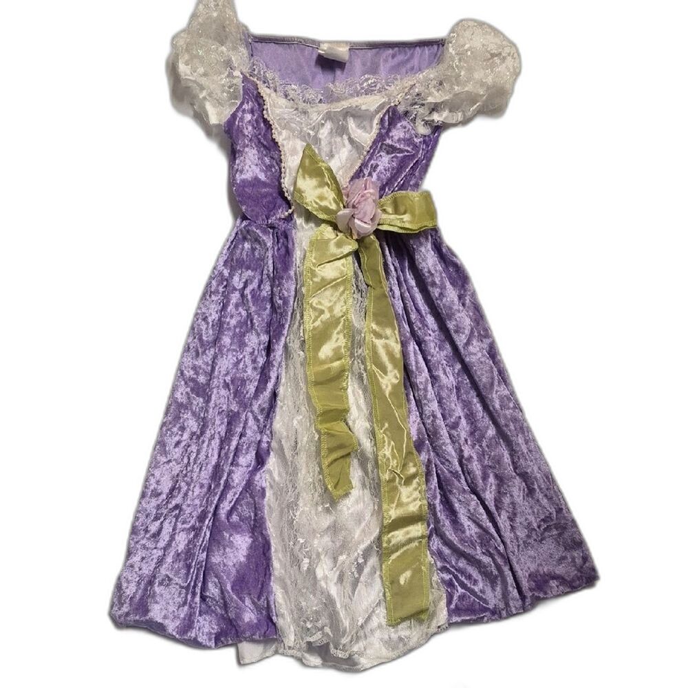 Girls Princess Dress Costume 4 Purple White Fairy Gown Halloween Dress Up Bow